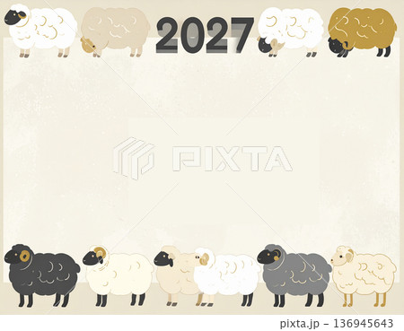 和紙風テクスチャの2027年未年年賀状素材 アイキャッチ用背景 和紙風テクスチャの2027年未年年賀状素材 アイキャッチ用背景 136945643