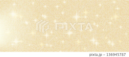 Disco glitter sequin with light yellow beige background texture for glamour. Tile pattern disco ball with ivory retro mosaic for fashion or beauty bright effect. Vector sequin beige bokeh background Disco glitter sequin with light yellow beige background texture for glamour. Tile pattern disco ball with ivory retro mosaic for fashion or beauty bright effect. Vector sequin beige bokeh background 136945787