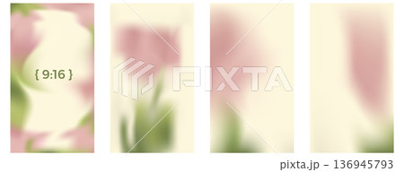 Unfocused gentle flower gradient for social media post. Blurred spring background and gentle floral frames. Summer soft beige, pink and green pastel blossom borders templates set. Vector blur organic Unfocused gentle flower gradient for social media post. Blurred spring background and gentle floral frames. Summer soft beige, pink and green pastel blossom borders templates set. Vector blur organic 136945793