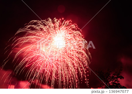 Amazing colorful fireworks display at night 136947077