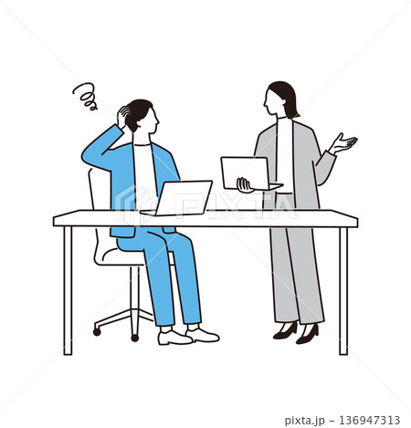 コミュニケーション不足に悩む職場のビジネスパーソンたち 136947313