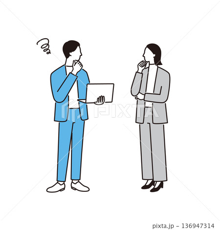 立って話し合い悩みを共有するビジネスパーソンたち 136947314