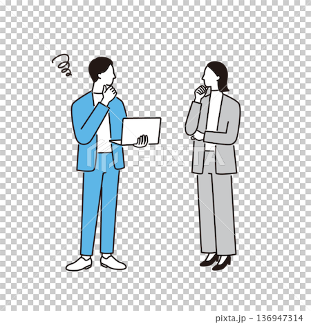 立って話し合い悩みを共有するビジネスパーソンたち 136947314