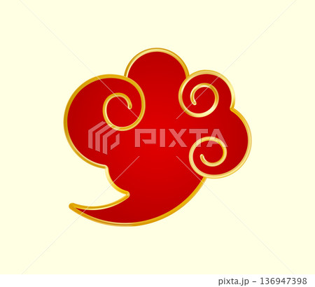 Red Gold traditional Chinese cloud. Luxury gradient element 136947398