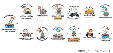 The image is a collection of different icons for various modes of transportation 136947784