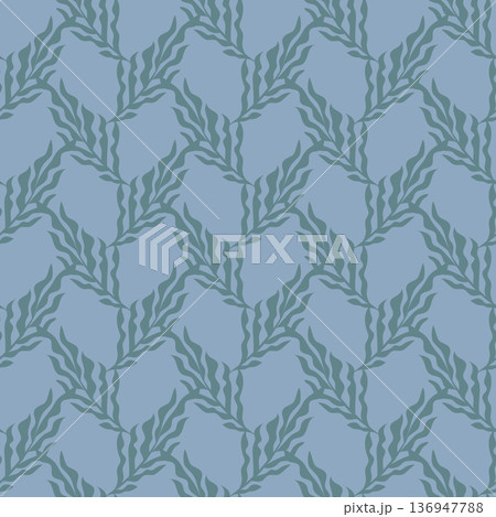 Navy Folk Floral Stripe Pattern 136947788