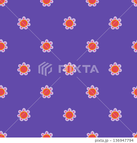 Colorful Folk Botanical Stripe Pattern 136947794