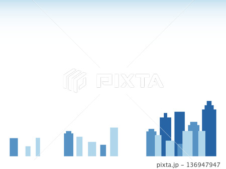市場拡大と事業成長を表すビジネスコンセプトイラスト（都市シルエット） 136947947