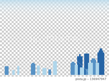 市場拡大と事業成長を表すビジネスコンセプトイラスト（都市シルエット） 136947947