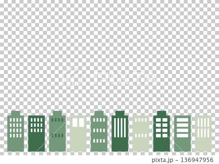 Green building group flat illustration horizontal cityscape background material 136947956