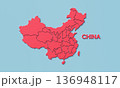 Map of China with Provinces. 3D Rendering. 136948117