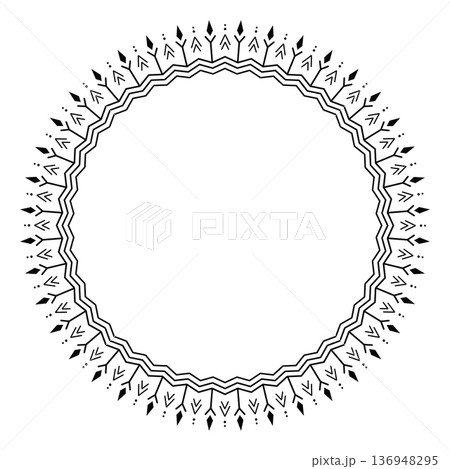 Tribal circular geometric ornament frame seamless design 136948295