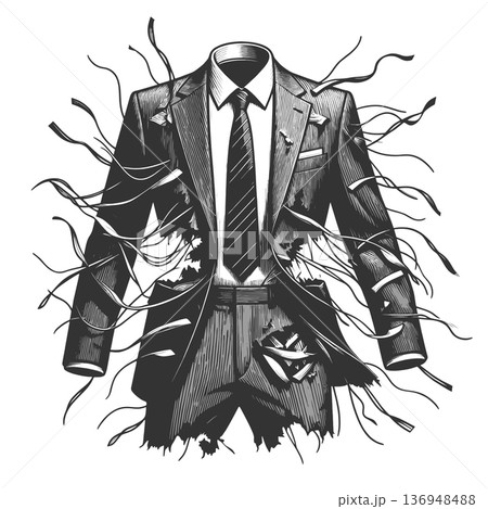 Headless Business Suit Disintegrating Into Chaos 136948488
