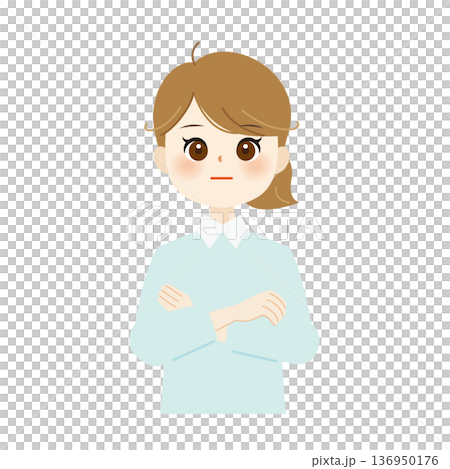 Illustration of a woman with her arms crossed - Expressionless/Neutral 02 136950176