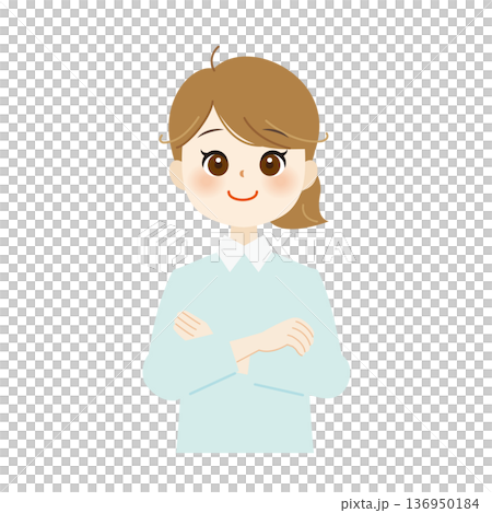 笑顔で腕組みをする女性のイラスト 自信・安心・信頼04 笑顔で腕組みをする女性のイラスト 自信・安心・信頼04 136950184