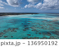 与論島の美しい海岸線と白い砂浜 豊かな自然とエメラルドグリーンの海 136950192