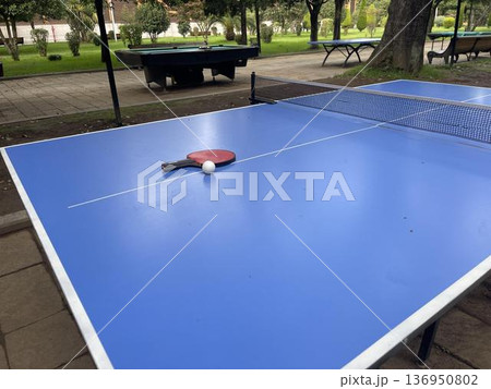 tennis racket on the table for leisure activities tennis racket on the table for leisure activities 136950802