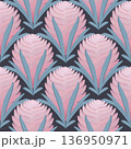 Exotic Flower in Geometric Tones, A stylish design featuring an abstract exotic flower in soft pastel hues 136950971