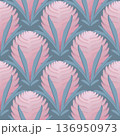 Exotic Flower in Geometric Tones, A stylish design featuring an abstract exotic flower in soft pastel hues 136950973