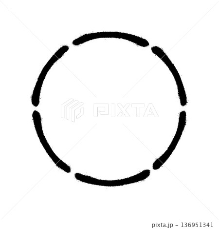 Abstract Circle frame made of rough black brush strokes on white. 136951341