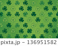 Shamrock Pattern on Green Background for Festive Holiday Design 136951582