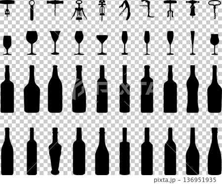 bottle, silhouette, wine 136951935
