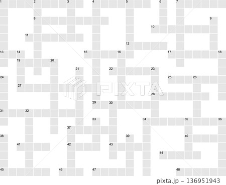 Square empty crossword puzzle, template for print and design	 136951943