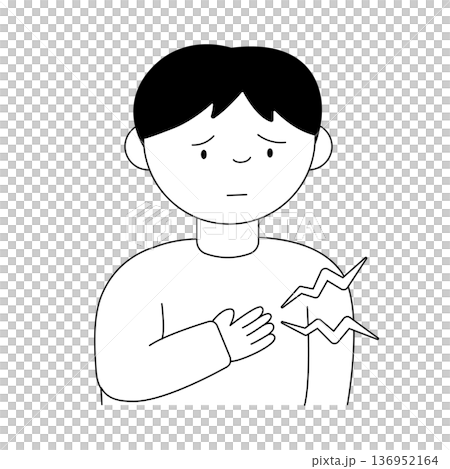 一幅單色插圖,描繪了一名男子摀著胸口,表情痛苦不堪。 一幅單色插圖,描繪了一名男子摀著胸口,表情痛苦不堪。 136952164