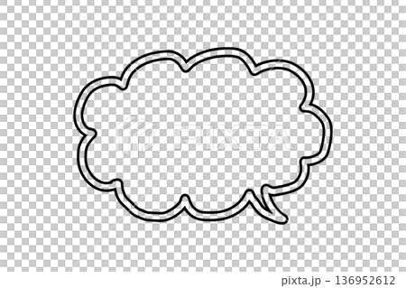 手描き風の黒い二重線の雲型吹き出しベクターイラスト 手描き風の黒い二重線の雲型吹き出しベクターイラスト 136952612