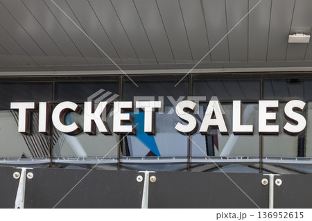 Ticket sales sign for events and travel bookings Ticket sales sign for events and travel bookings 136952615