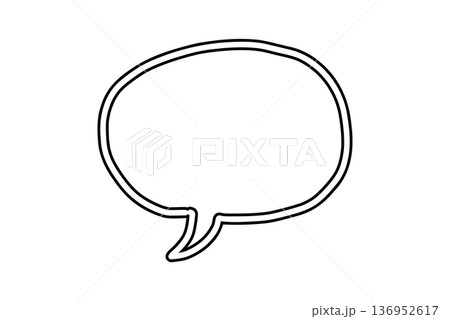 手描き風の黒い二重線の丸型吹き出しベクターイラスト 136952617