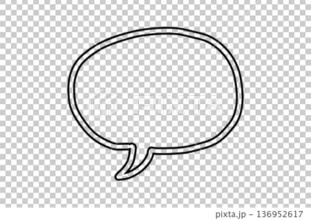 手描き風の黒い二重線の丸型吹き出しベクターイラスト 136952617