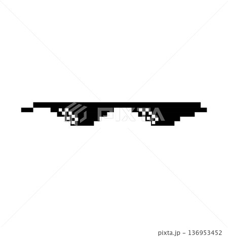 Glasses Shades Thug Life Gangster Cool Deal With It Viral Meme 8 Bit Pixelated Pixel Art No Transparent Background Vector EPS PNG Clip Art 136953452