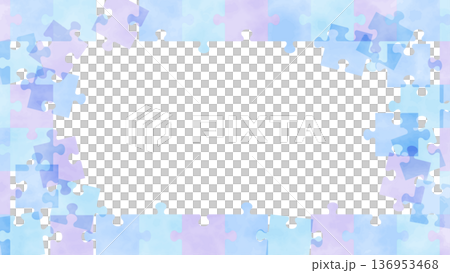 淺藍色水彩拼圖框 淺藍色水彩拼圖框 136953468