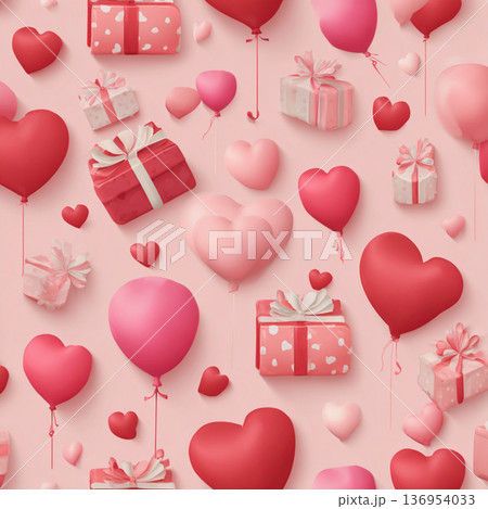 Cute Valentines Day Hearts Seamless Background 136954033