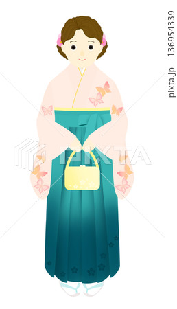 卒業式_袴姿の女性 136954339