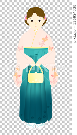 卒業式_袴姿の女性 136954339