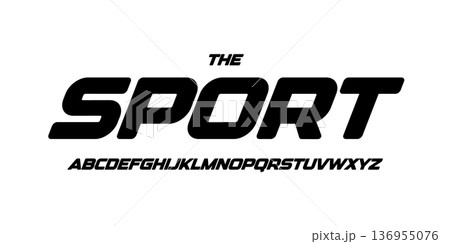 Dynamic sport alphabet with edgy cutout. Bold minimalistic angled font for racing logo, fast action, competitive race. Modern typographic design. Vector typeface 136955076