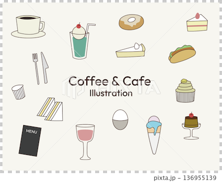 Cafe and restaurant simple illustration set Cafe and restaurant simple illustration set 136955139