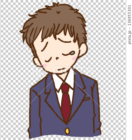 A male student in a uniform (blazer) looking depressed and in tears A male student in a uniform (blazer) looking depressed and in tears 136955301