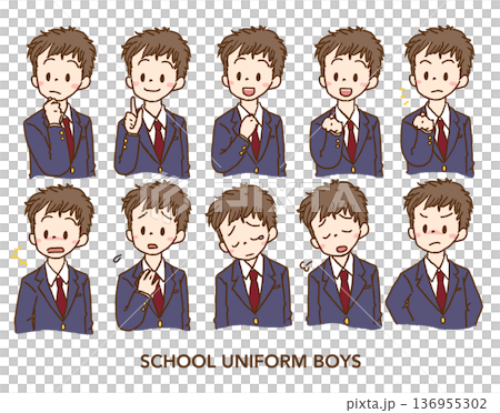 身著制服（西裝外套）的男學生反應套裝 136955302