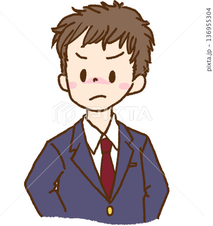 怒っている制服(ブレザー)の男子学生 136955304