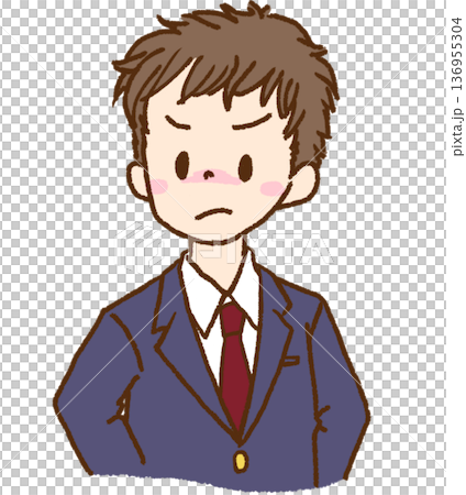 怒っている制服(ブレザー)の男子学生 136955304