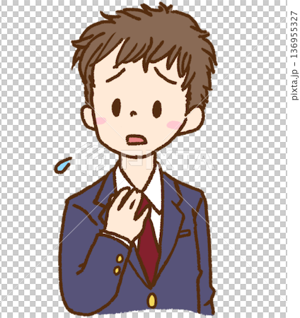 戸惑い・心配顔の制服(ブレザー)の男子学生 136955327