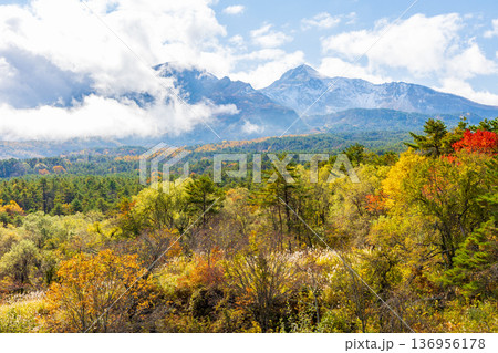 秋の福島裏磐梯 紅葉の五色沼湖沼群 磐梯山 秋の福島裏磐梯 紅葉の五色沼湖沼群 磐梯山 136956178