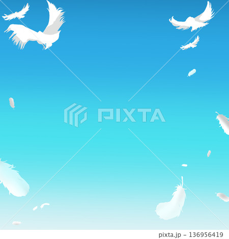 澄んだ空と飛ぶ鳥の背景素材 澄んだ空と飛ぶ鳥の背景素材 136956419