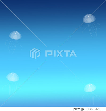 爽やかなブルーグラデーションと海月背景 136956438