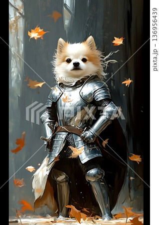 騎士の鎧を着た可愛い柴犬 ファンタジーなキャラクター 騎士の鎧を着た可愛い柴犬 ファンタジーなキャラクター 136956439