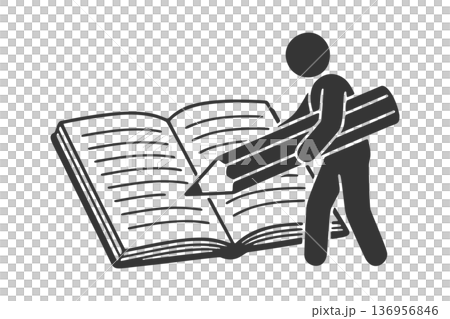 Silhouette icon of a person writing in a notebook 136956846