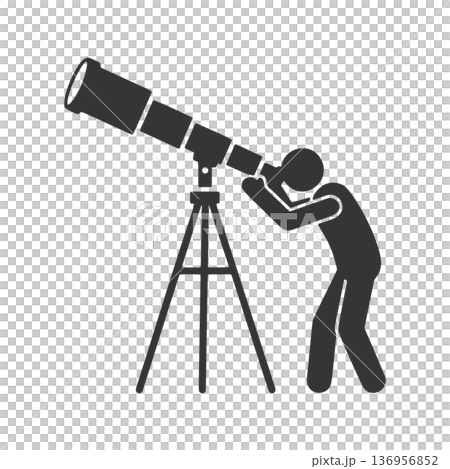 透過望遠鏡觀察的人的剪影圖標 136956852
